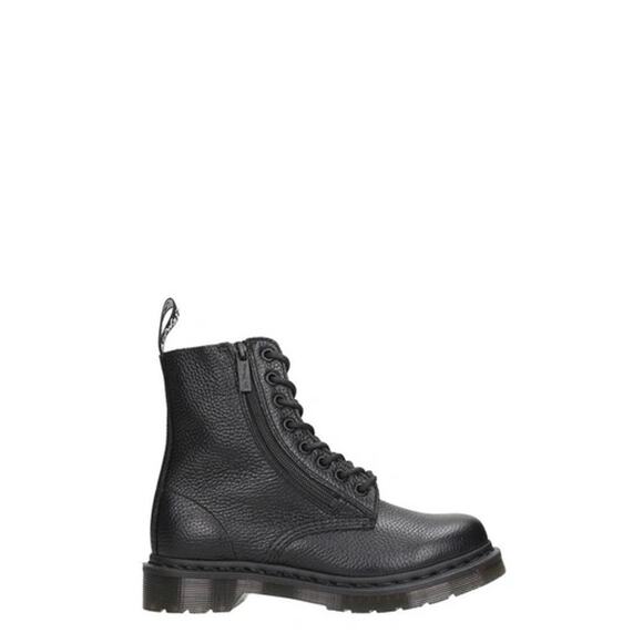Dr. Martens Women's 1460 Black Leather Lace Up Combat Pascal with Side Zip - 7 - Picture 1 of 8